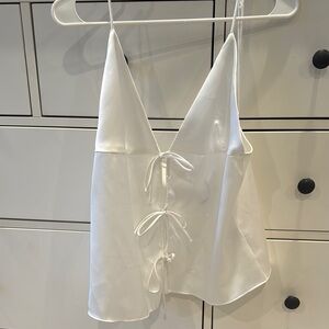Zara White Satin Women's Top